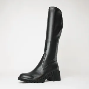 Zina Black Stretch Knee High Boots