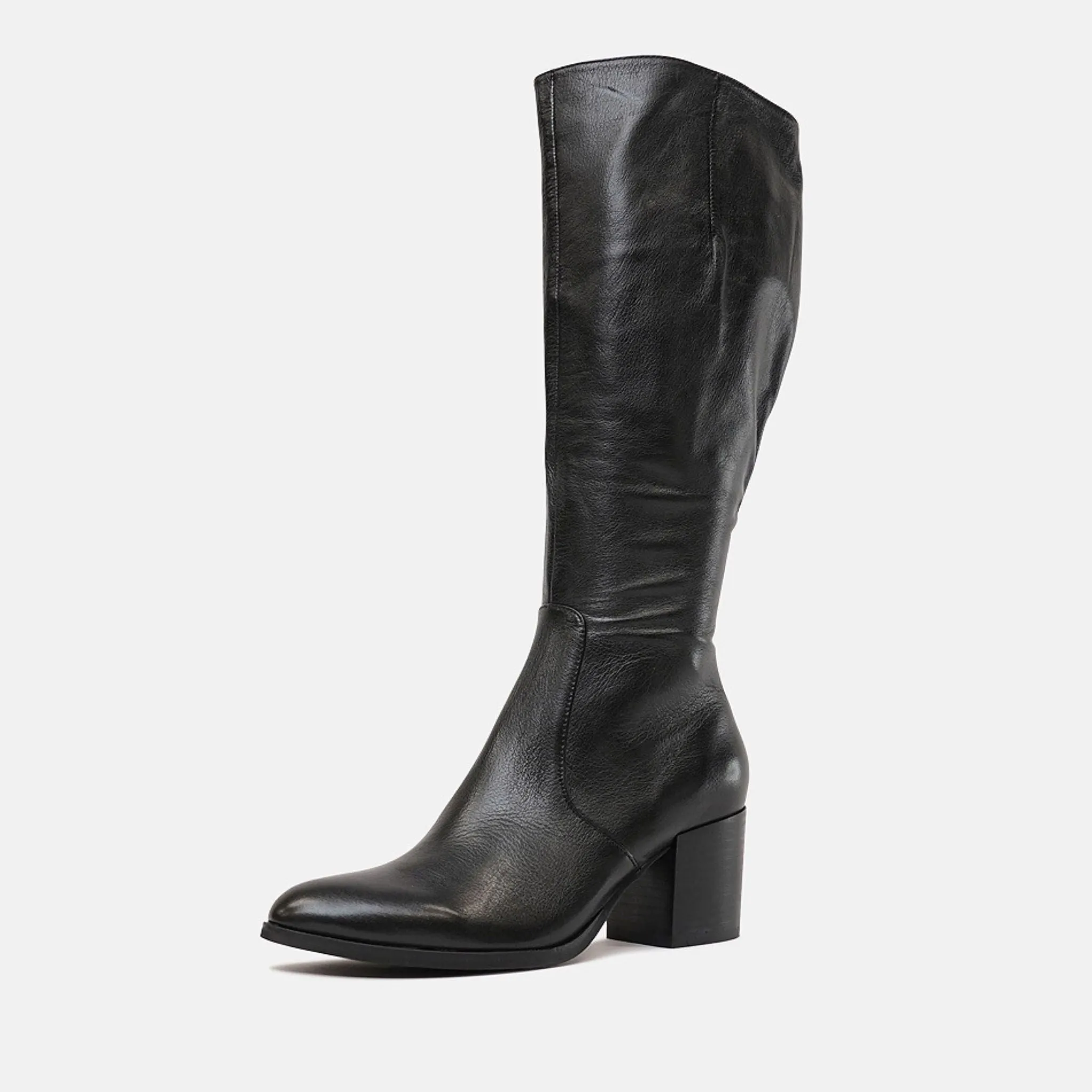 Zodiak Black/Black Leather Knee High Boots