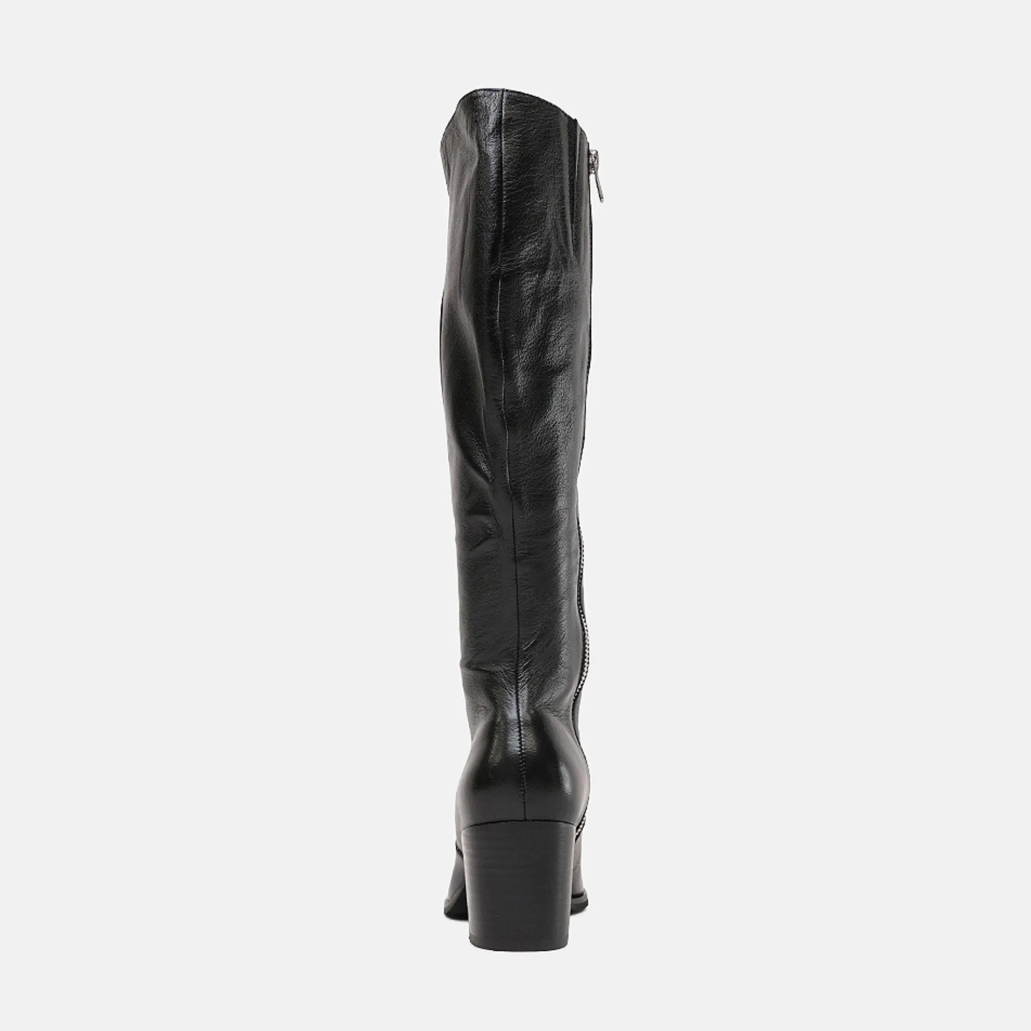 Zodiak Black/Black Leather Knee High Boots