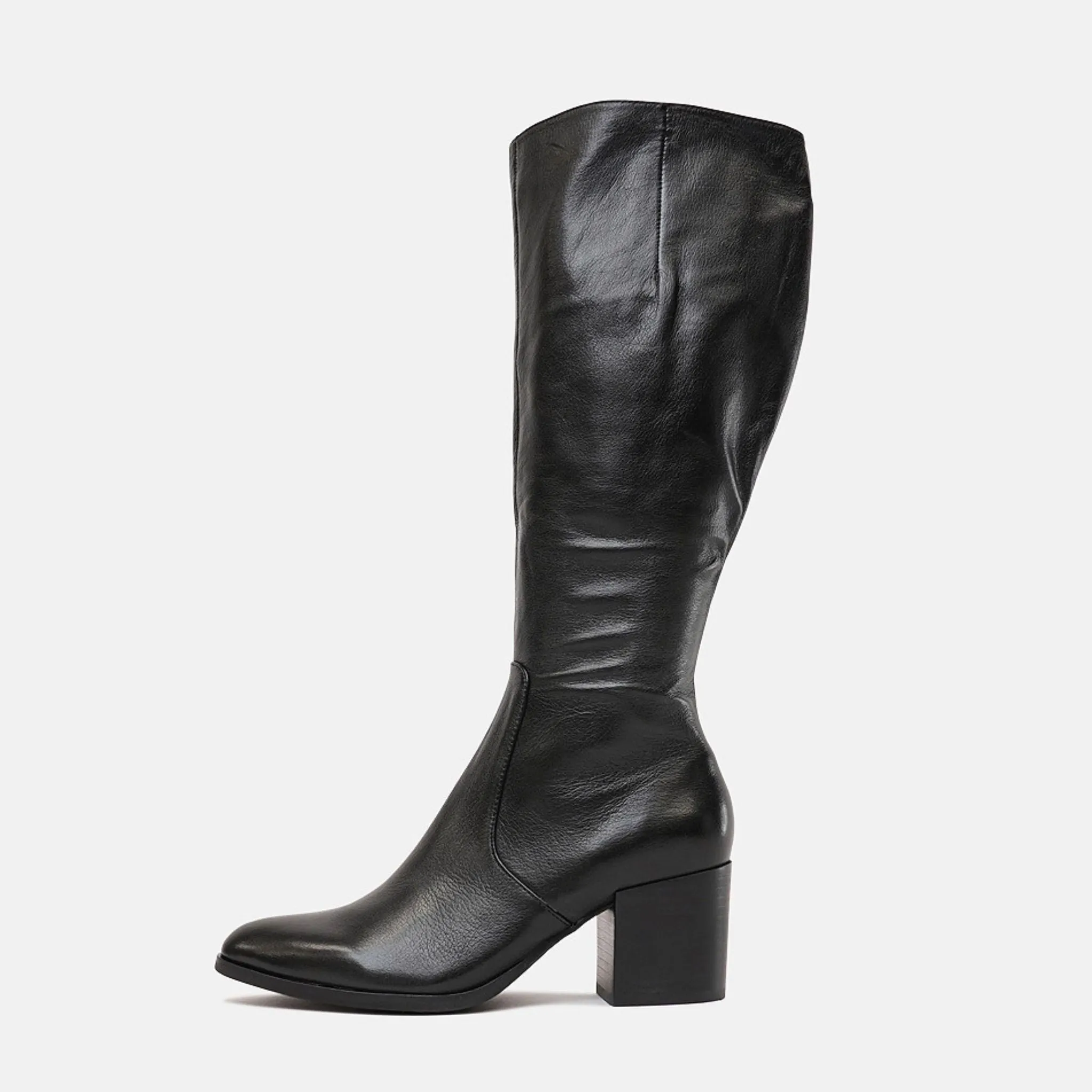 Zodiak Black/Black Leather Knee High Boots