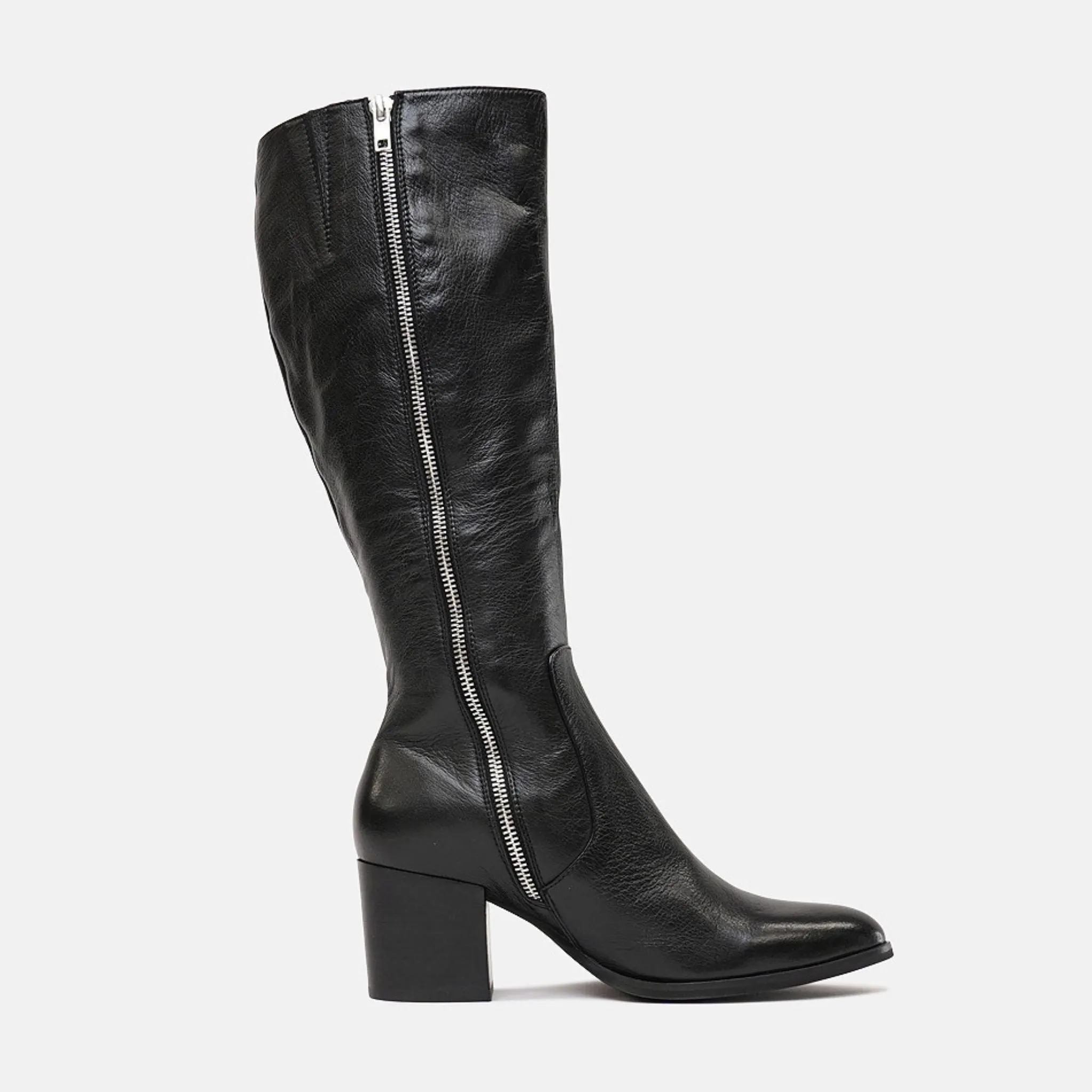 Zodiak Black/Black Leather Knee High Boots